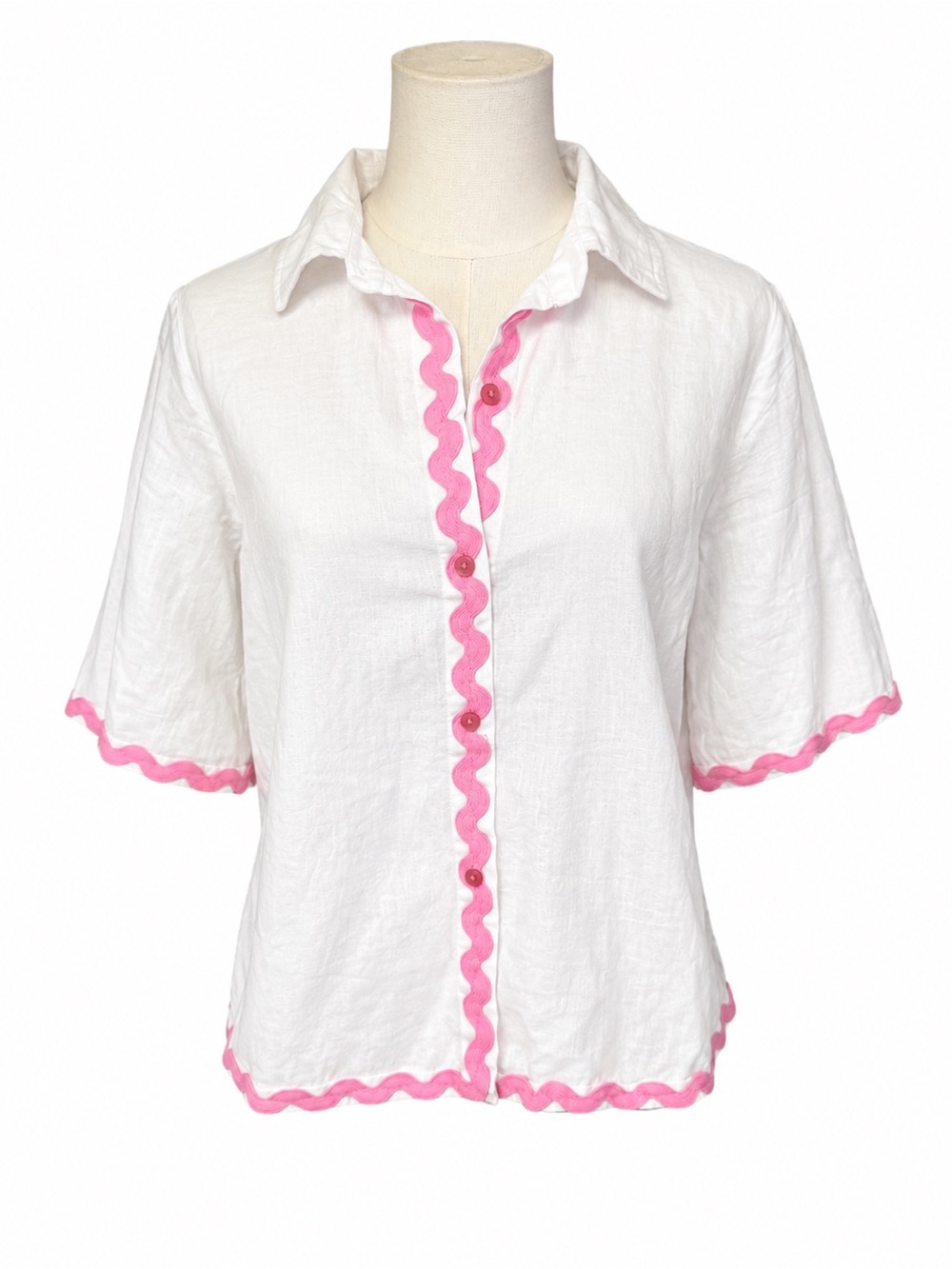 Style House Linen Pink Ric Rac Shirt NWT - Picture 2 of 7